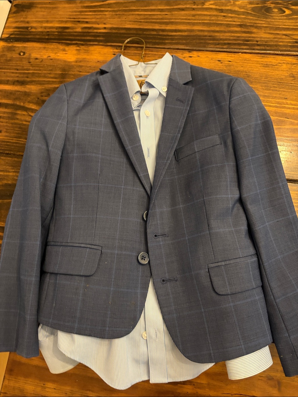 Boys size 8 Blue Windowpane Blazer - Class Club